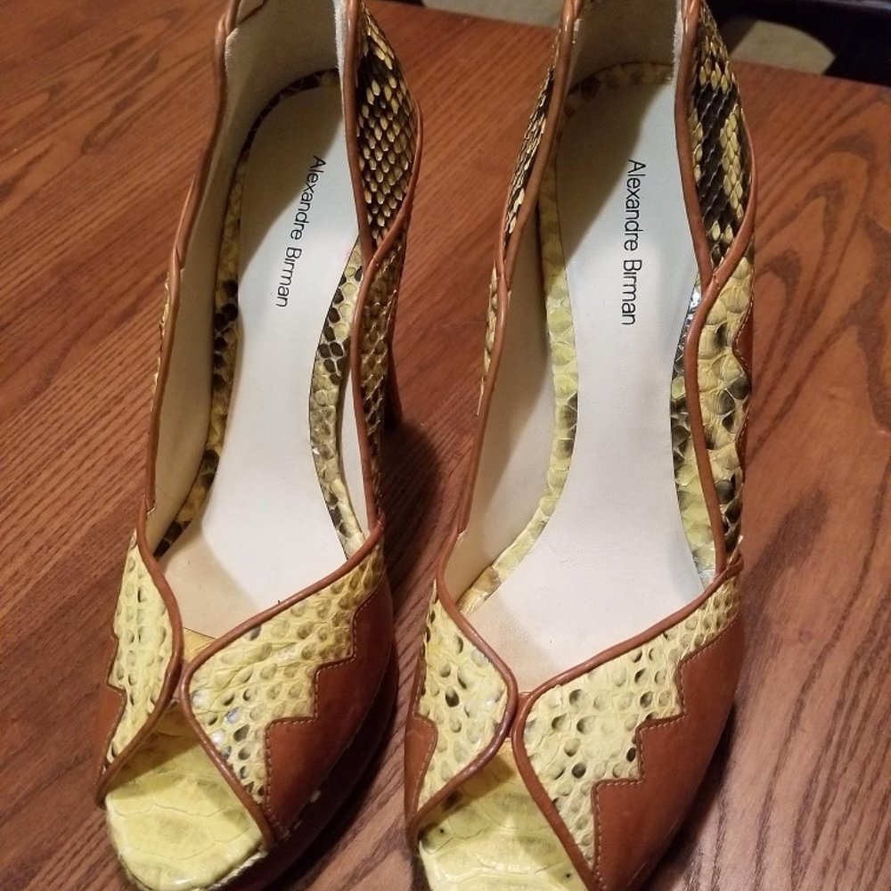 Alexandre Birman Peep Toe Python Platform Pumps - image 2